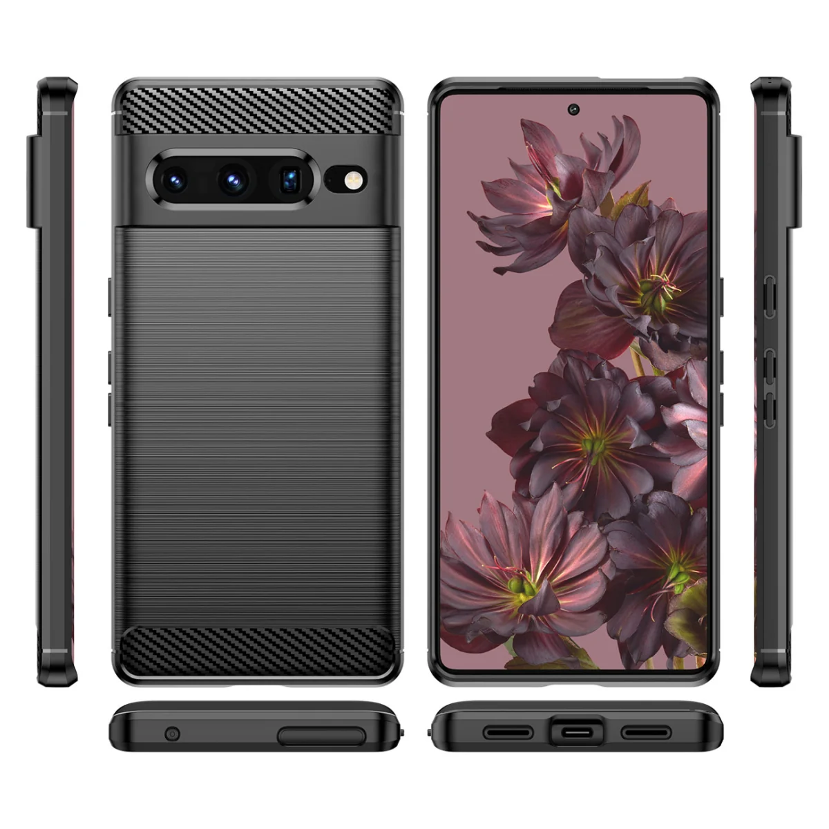 MG Carbon Case Flexible silikónový kryt na Google Pixel 7 Pro čierny