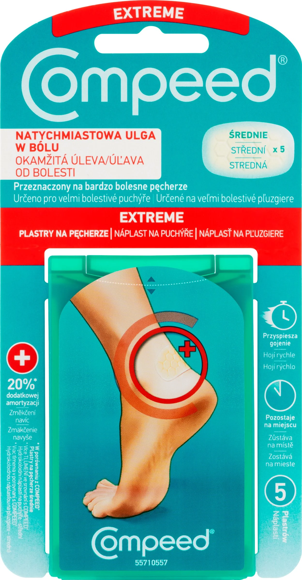 Compeed NÁPLASŤ ŠPORTOVÁ na pľuzgiere 1×5 ks, gélová, stredná