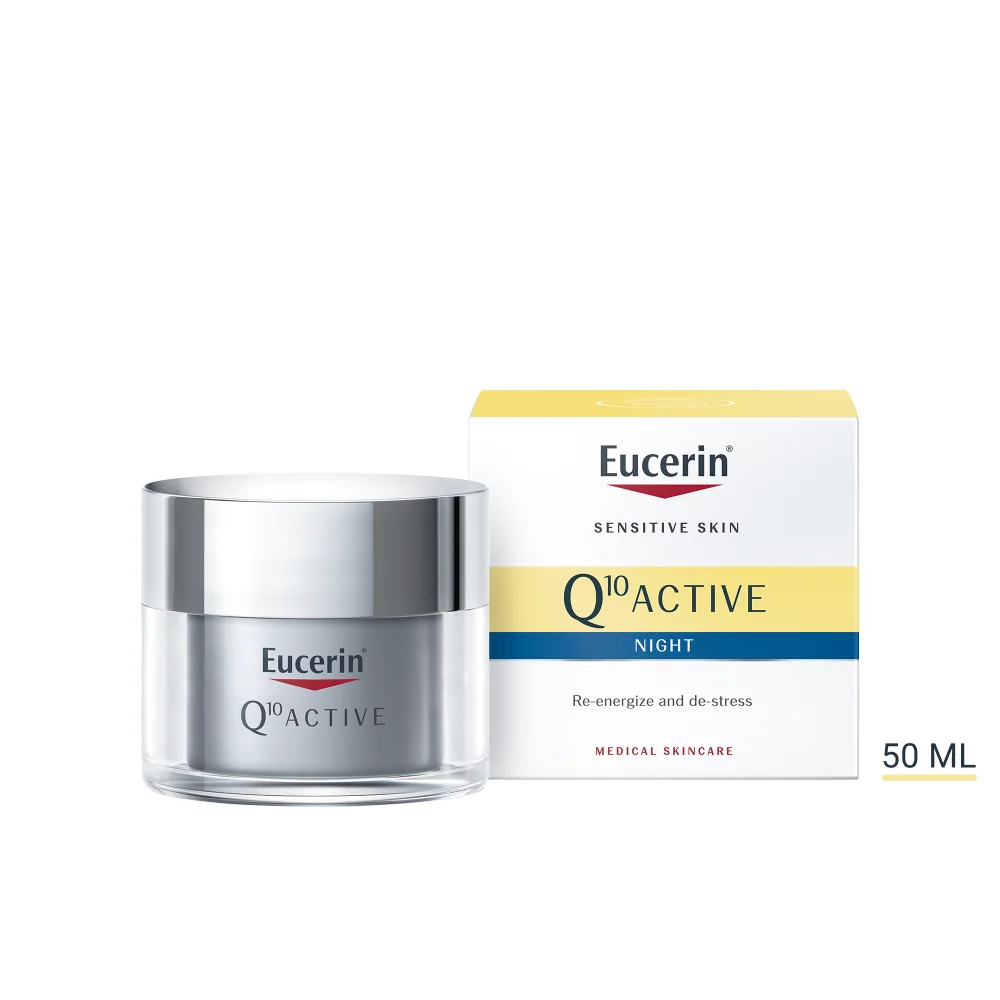 Eucerin Q10 ACTIVE nočný krém proti vráskam 1×50 ml, pre citlivú pokožku