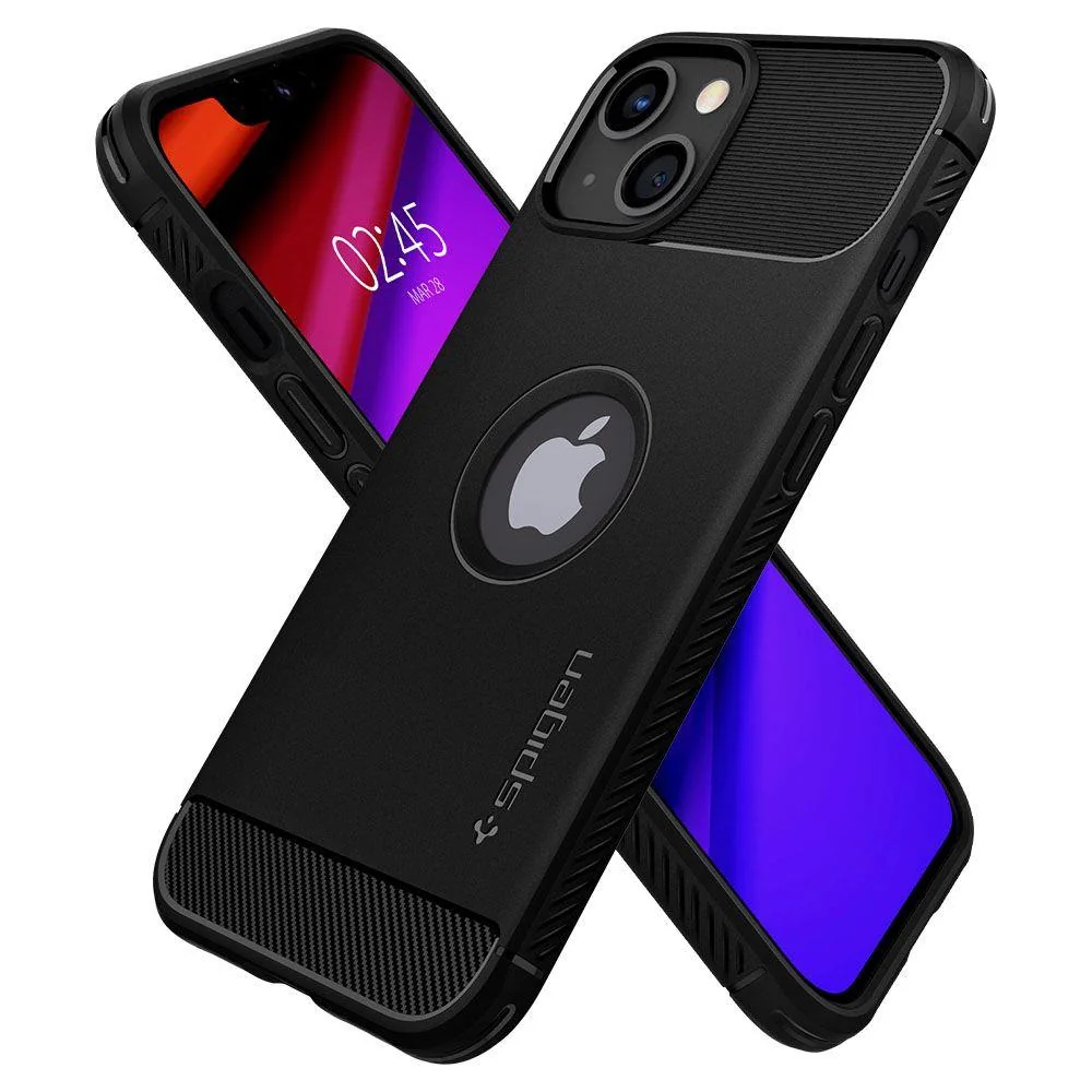 Spigen Rugged Armor silikónový kryt na iPhone 13, čierny 