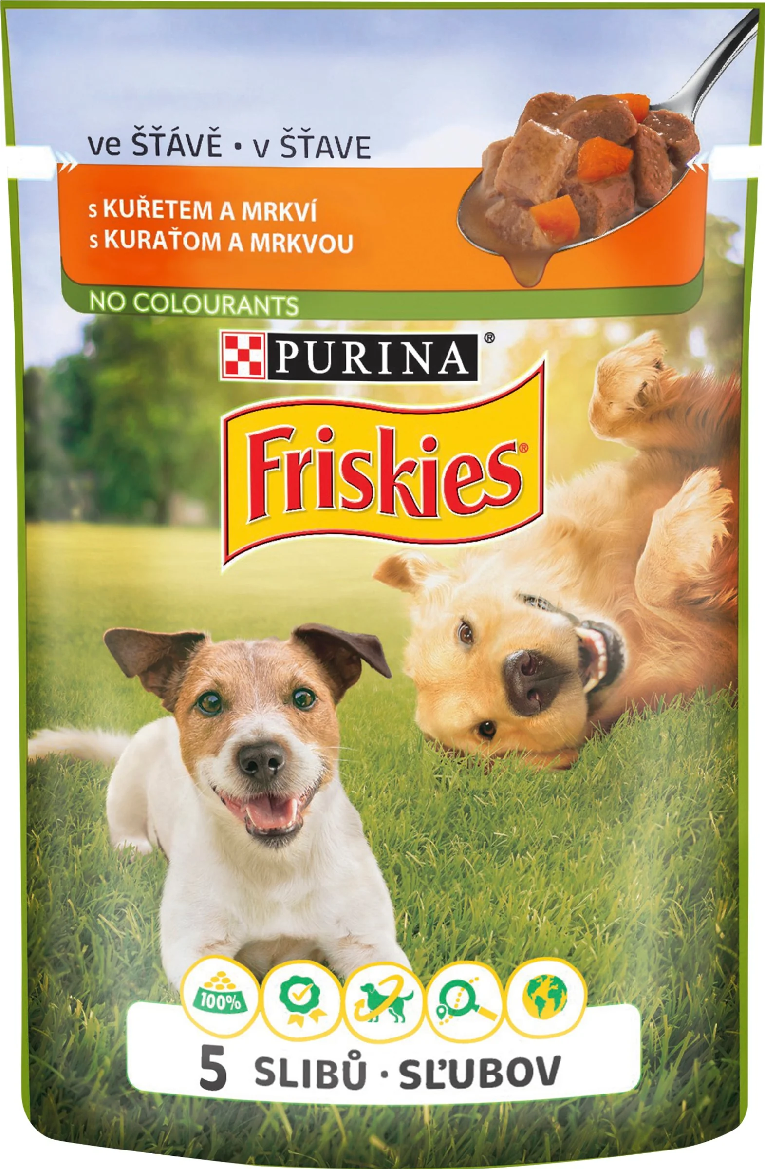 FRISKIES ADULT Dog 20x100g - s kuraťom a mrkvou v šťave