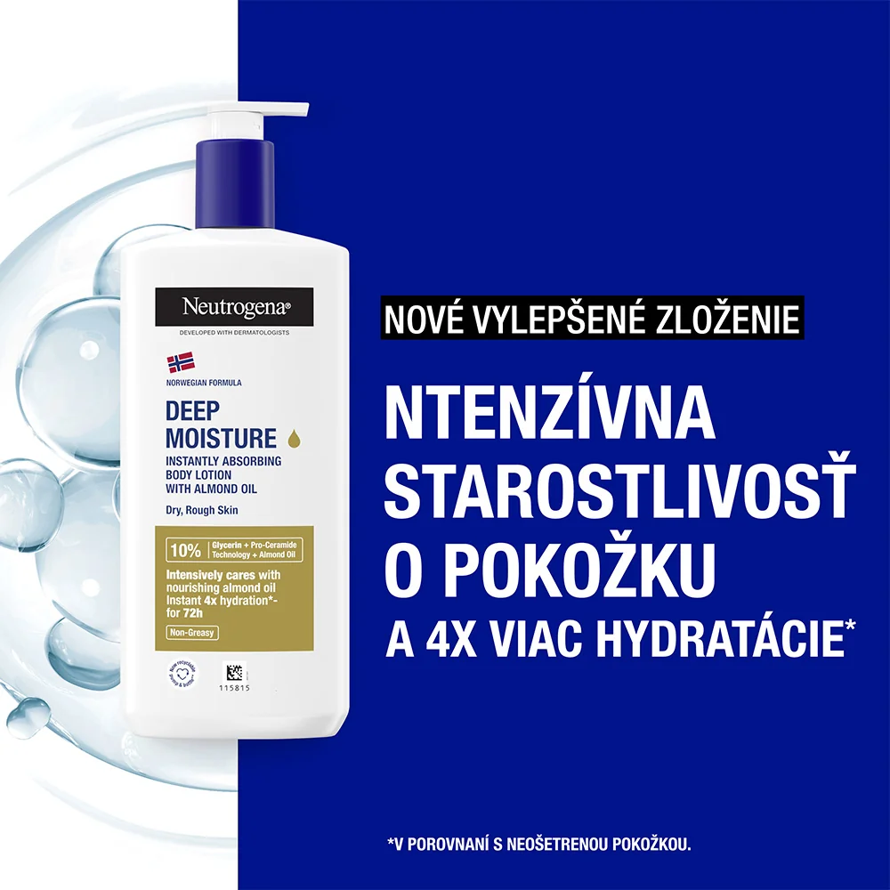 NEUTROGENA® Hĺbkovo hydratačné telové mlieko s mandľovým olejom s Nórskou receptúrou 1×400 ml, hydratačné telové mlieko