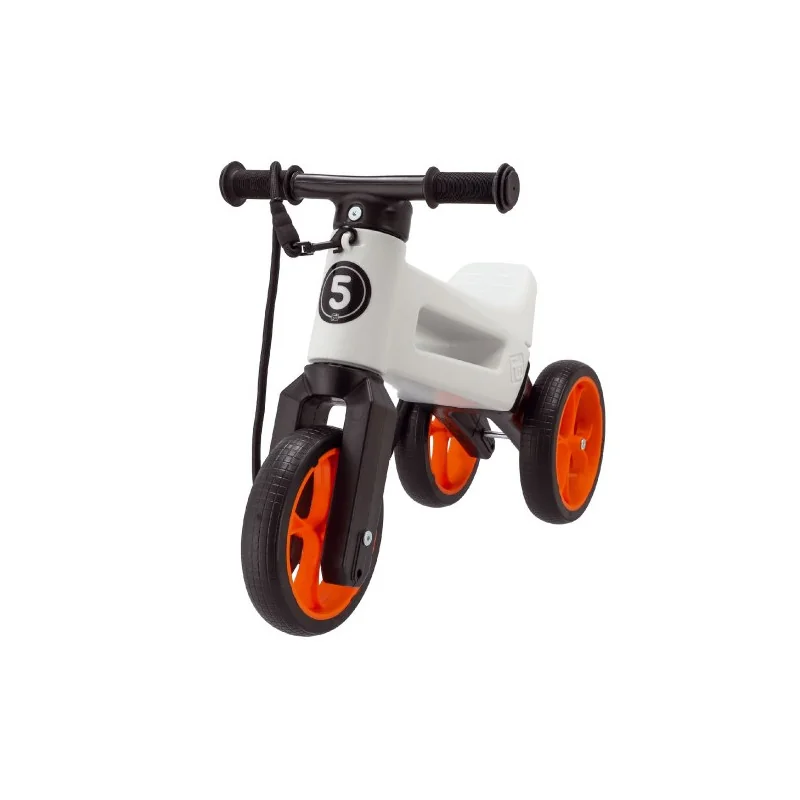 Teddies Odrážadlo FUNNY WHEELS Rider SuperSport biele/oranž. 2v1+popruh,výš.sedla28/30cm nos.25kg 18m+v sáčk 