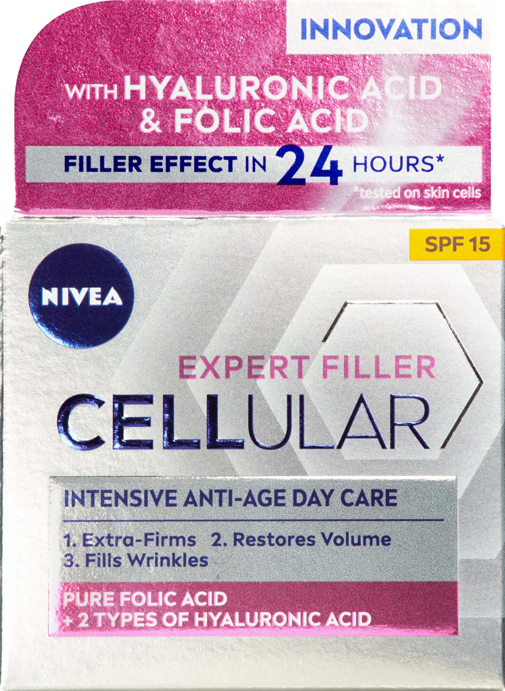 NIVEA Denný krém Hyaluron CELLURAR FILLER 1×50 ml, proti starnutiu, SPF 15