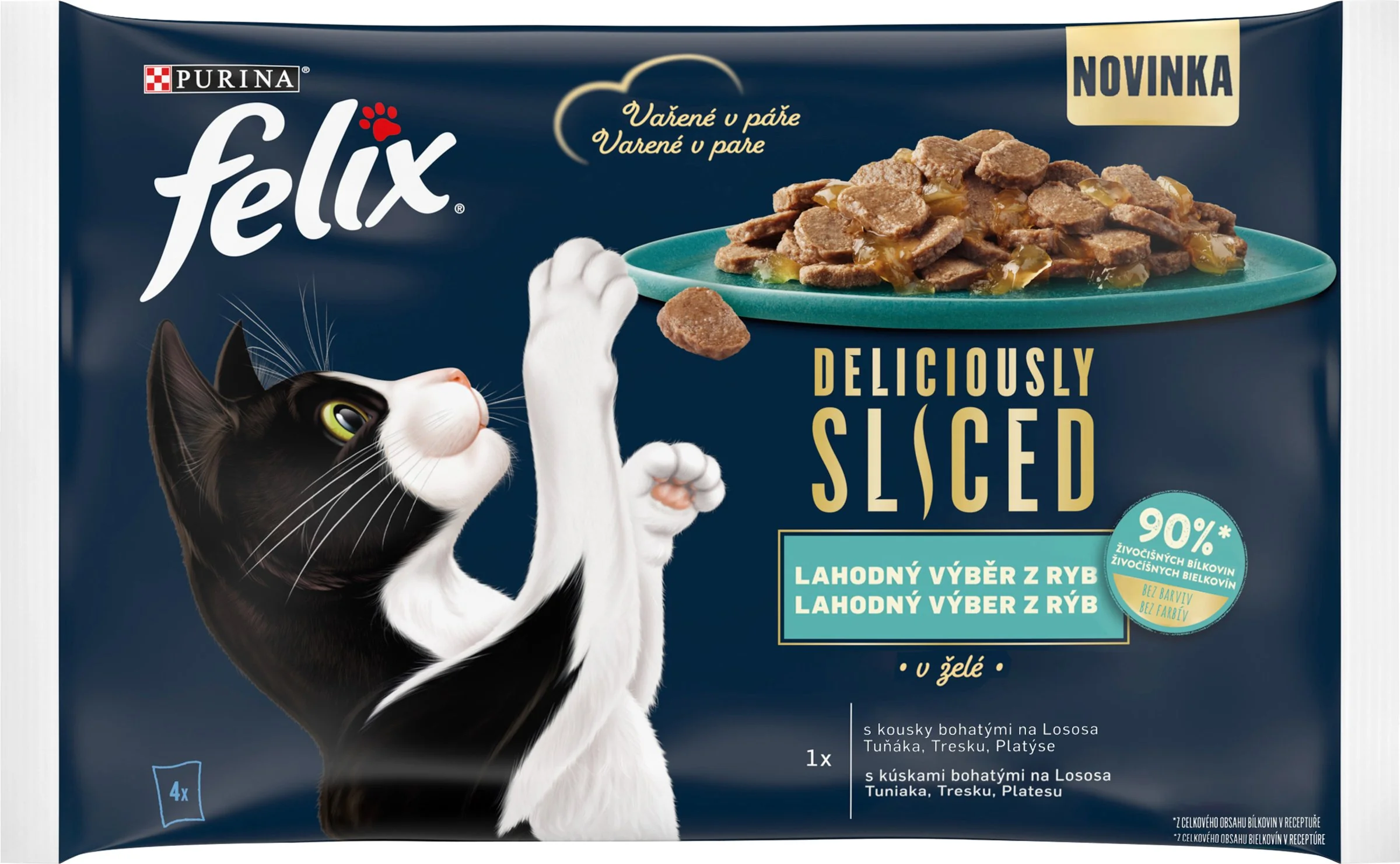 FELIX Deliciously sliced Multipack 12(4x80g) losos/ tuniak/ treska/ platesa v želé