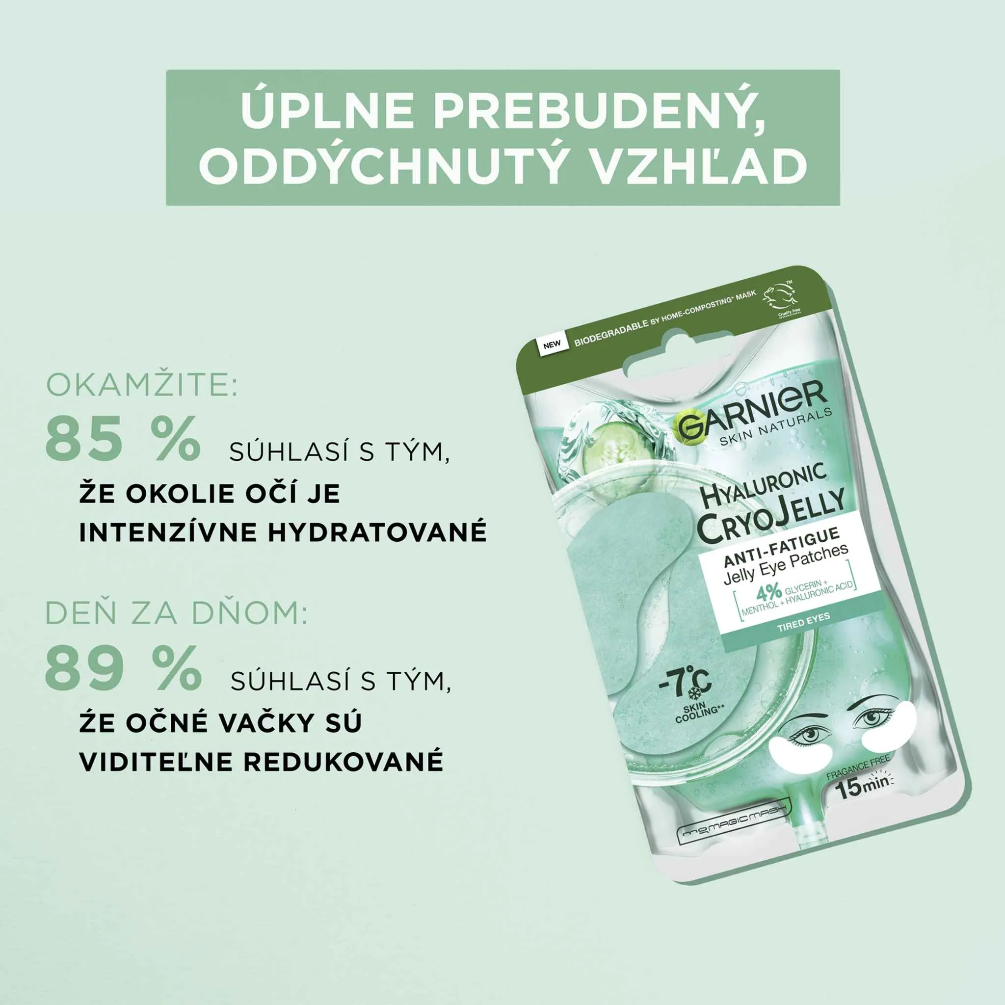 Garnier Skin Naturals Cryo Jelly očná textilná maska s chladivým efektom -7 °C, 5 g 1×5 g, maska na okolie očí