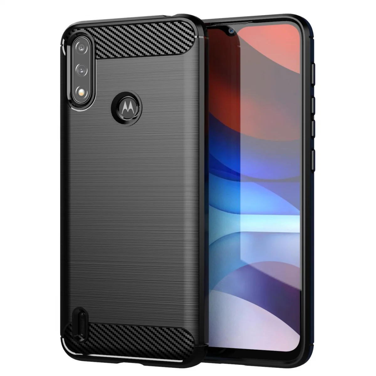 MG Carbon Case Flexible silikónový kryt na Motorola Moto E7i Power čierny