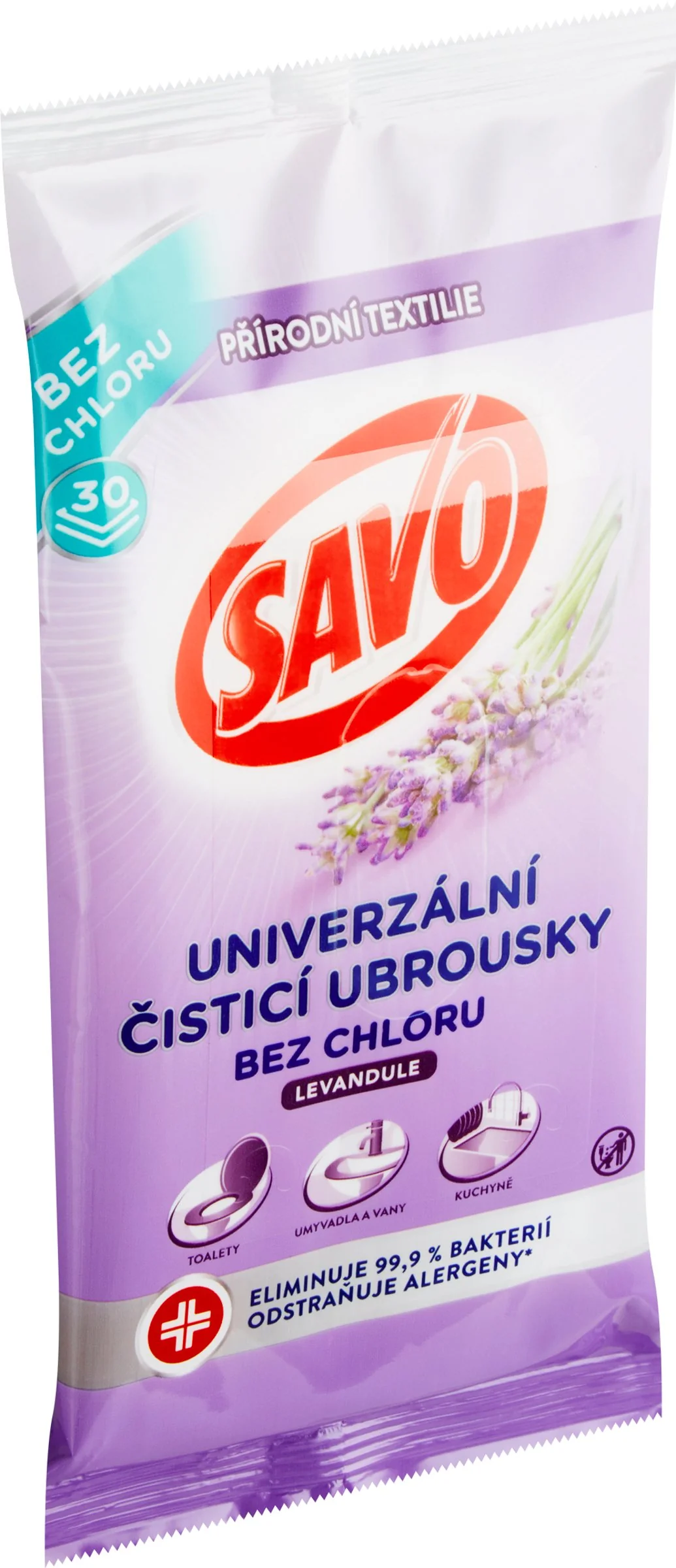 Savo Univerzálne dezinfekčné utierky Levanduľa 1×30 ks, čistiace utierky