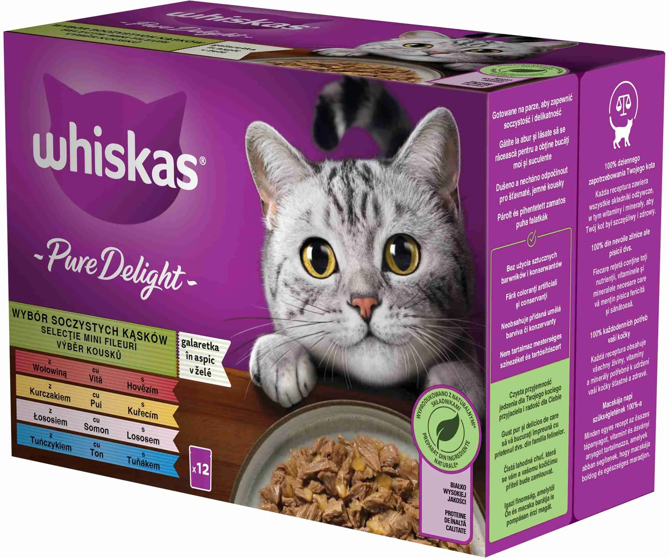 WHISKAS Kapsička Pure Delight mixovaný výber v želé 12pack 12×85g, kapsička pre mačky