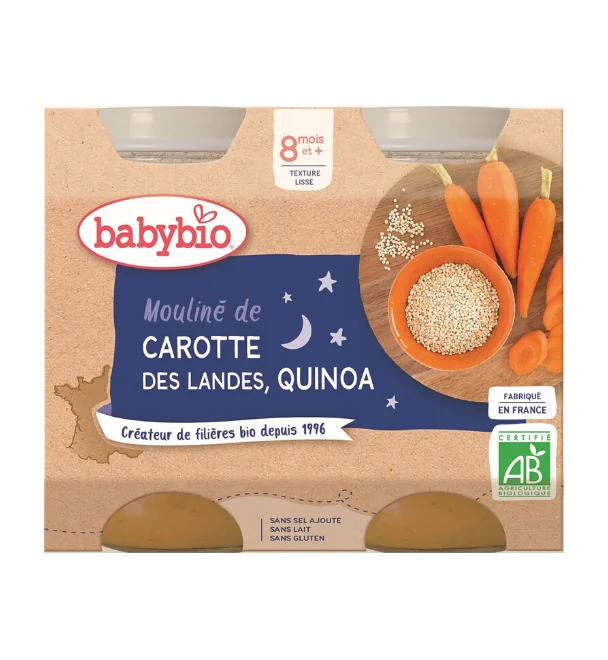 BABYBIO Večerné menu mrkvové Mouliné a quinoa (2x 200 g)