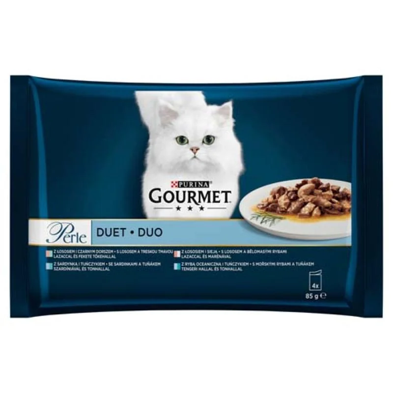 GOURMET PERLE Duo 3+1 Multipack 4x85g Rybacie Duo