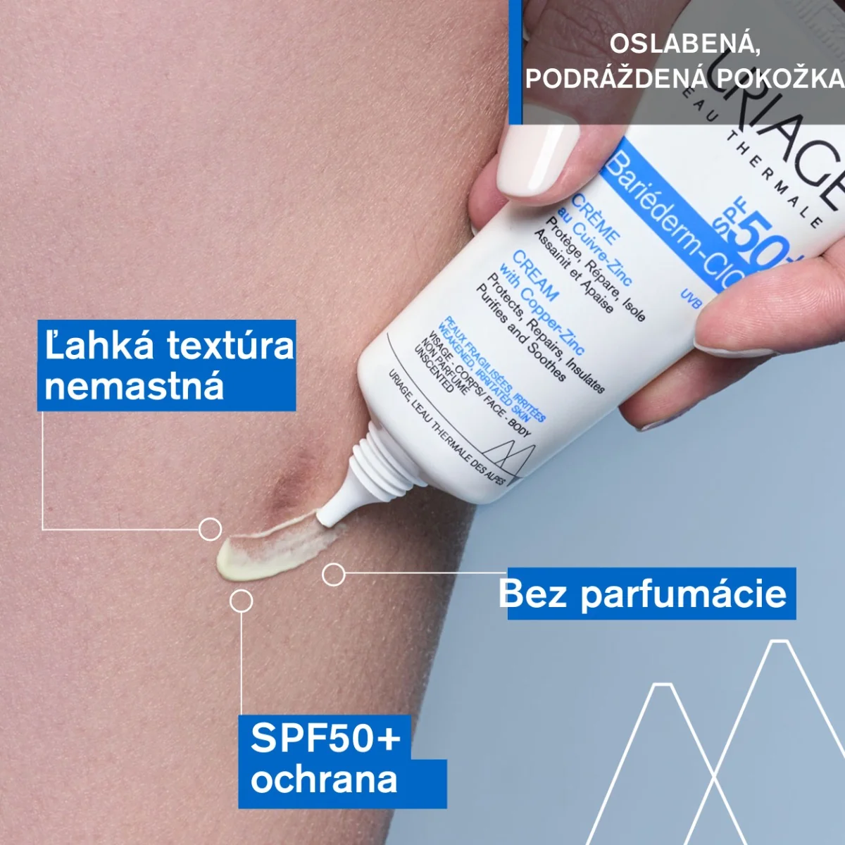 URIAGE BARIÉDERM CICA Cream with Copper-Zinc SPF50+, 40ml 1×40 ml, regeneračný krém s meďou a zinkom a SPF50