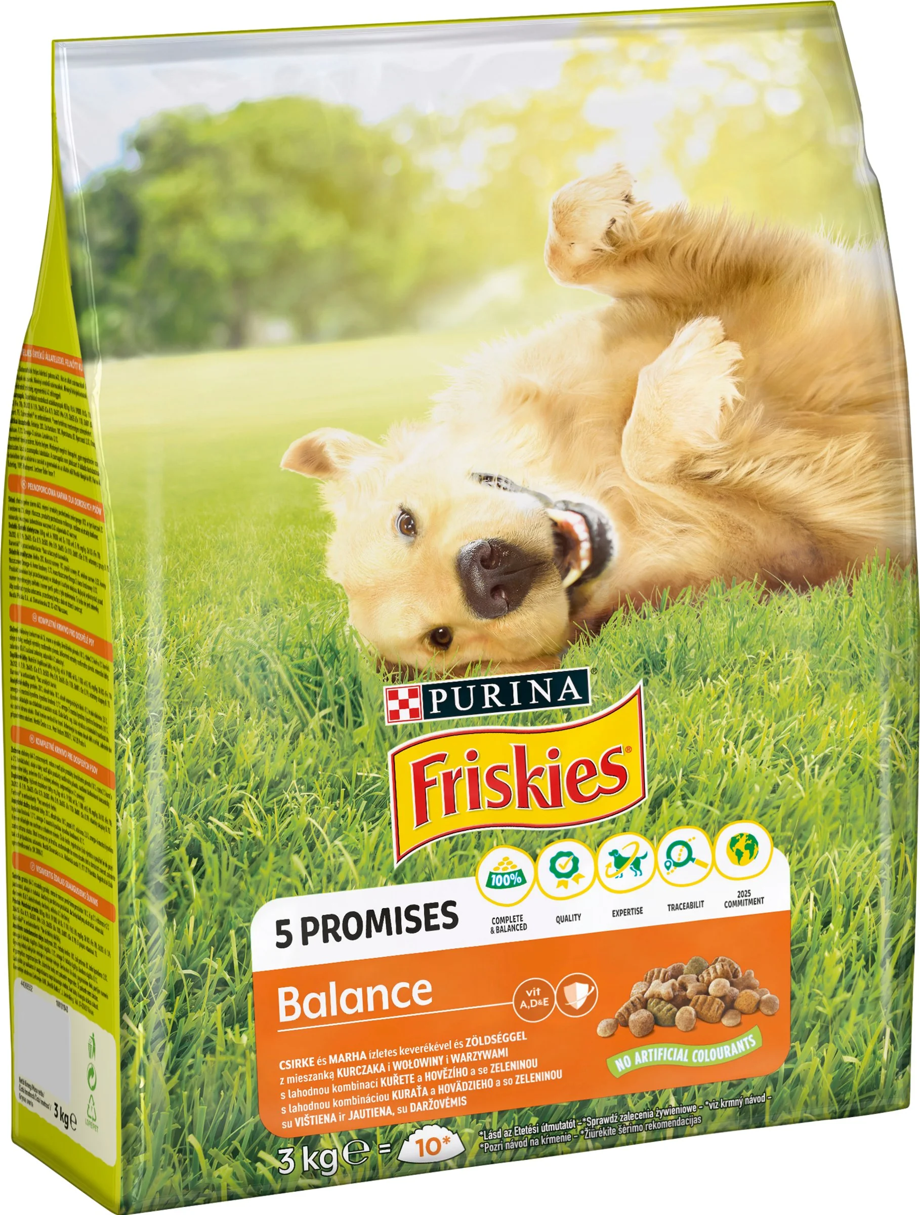 FRISKIES GP 1x3kg Balance s kuraťom a pridanou zeleninou 1×3 kg, kompletné krmivo pre dospelých psov