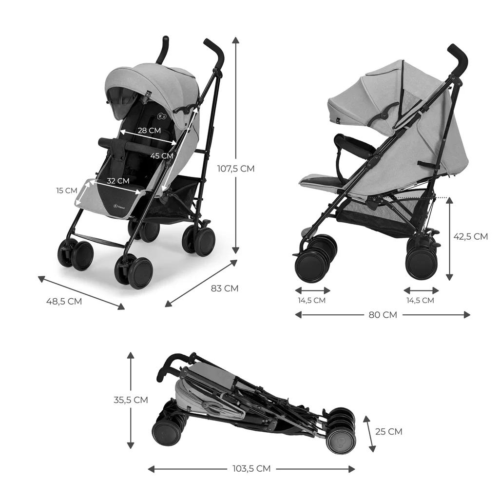 KINDERKRAFT Kočík športový Siesta Ash grey 1×1 ks, športový kočík