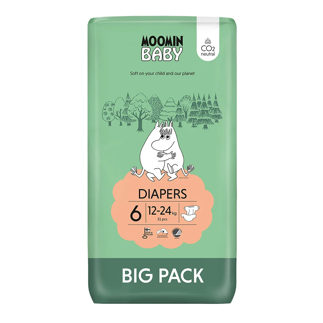 Moomin Baby 6 Maxi 12-24 kg eko plienky