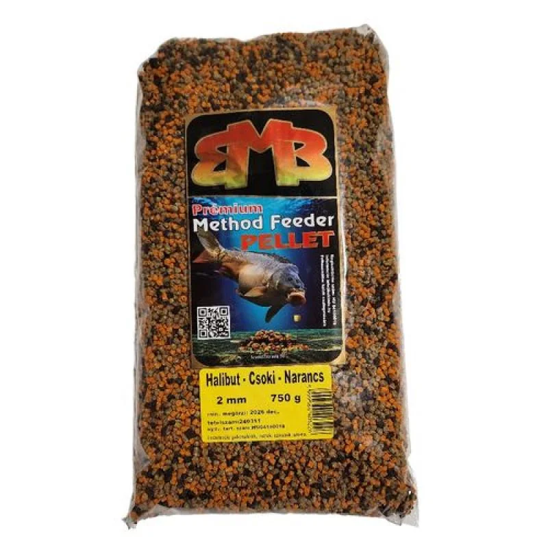 BUKI MIX Premium Method Feeder pelety 2mm / 750g Halibut-čokoláda- pomaranč