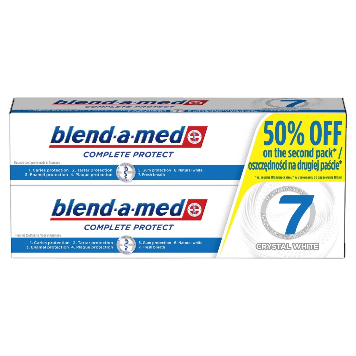 Blend-a-med Complete Crystal White zubná pasta 2x100ml 2×100 ml, zubná pasta