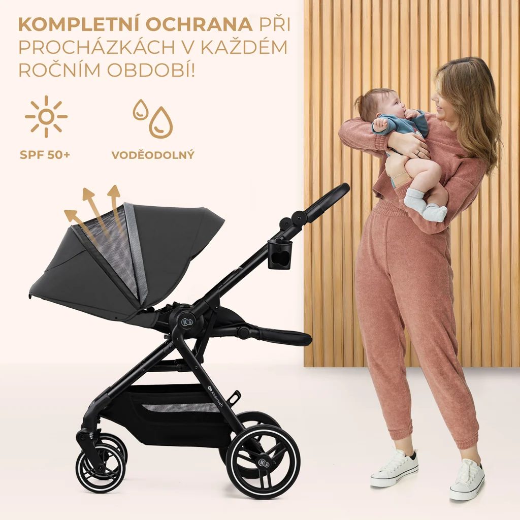 KINDERKRAFT SELECT Kočík športový Yoxi Moonlight Grey 1×1 ks, športový kočík