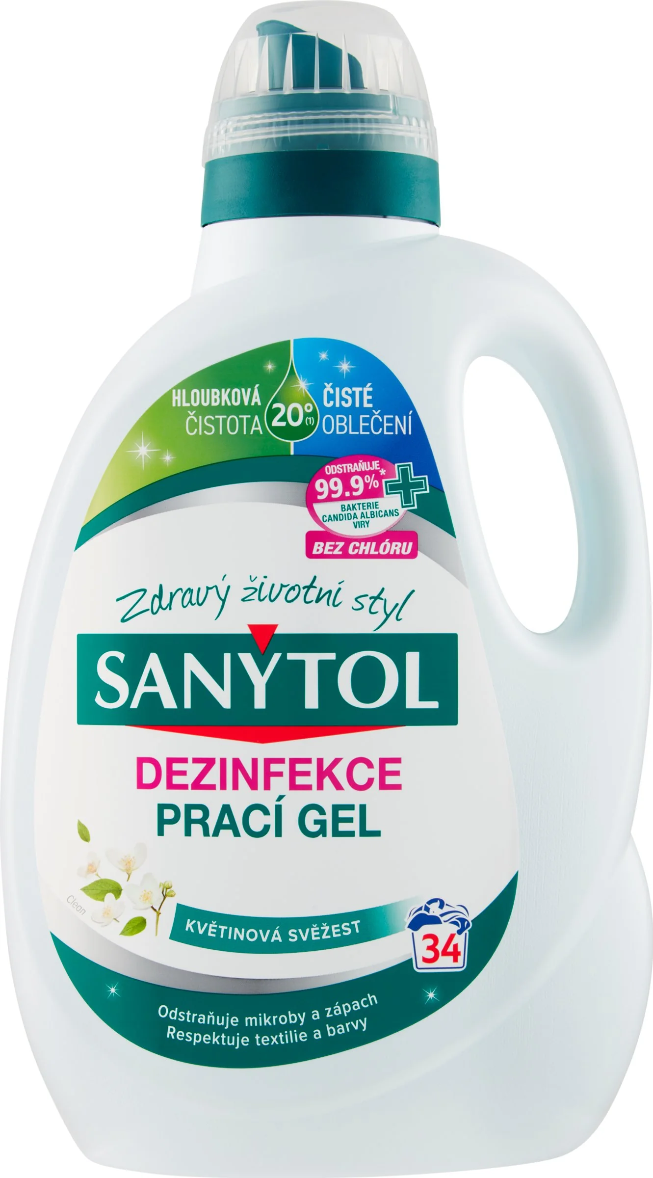 Sanytol dezinfekčný prací gél kvety 34PD 1×1700 ml, dezinfekčný prací gél