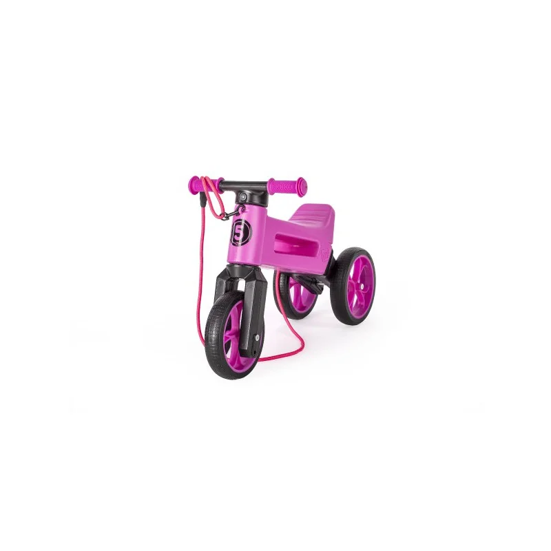 Teddies Odrážadlo FUNNY WHEELS Rider SuperSport fialovej 2v1+popruh,vyššie.sedla 28/30cm nos 25kg 18m+ v sáč 