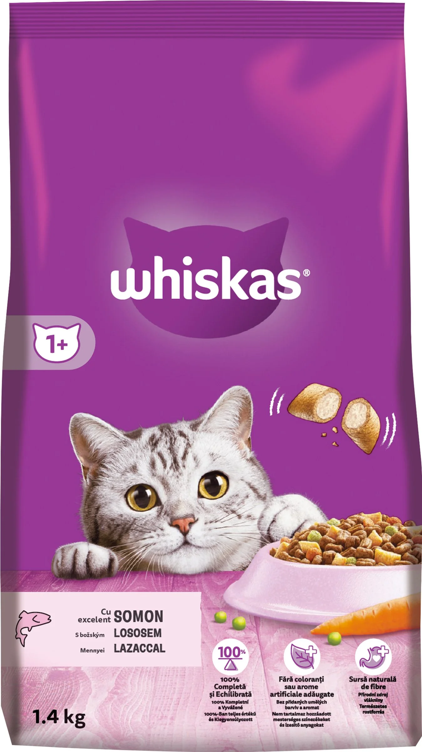 WHISKAS Granule s lososom pre dospelé mačky