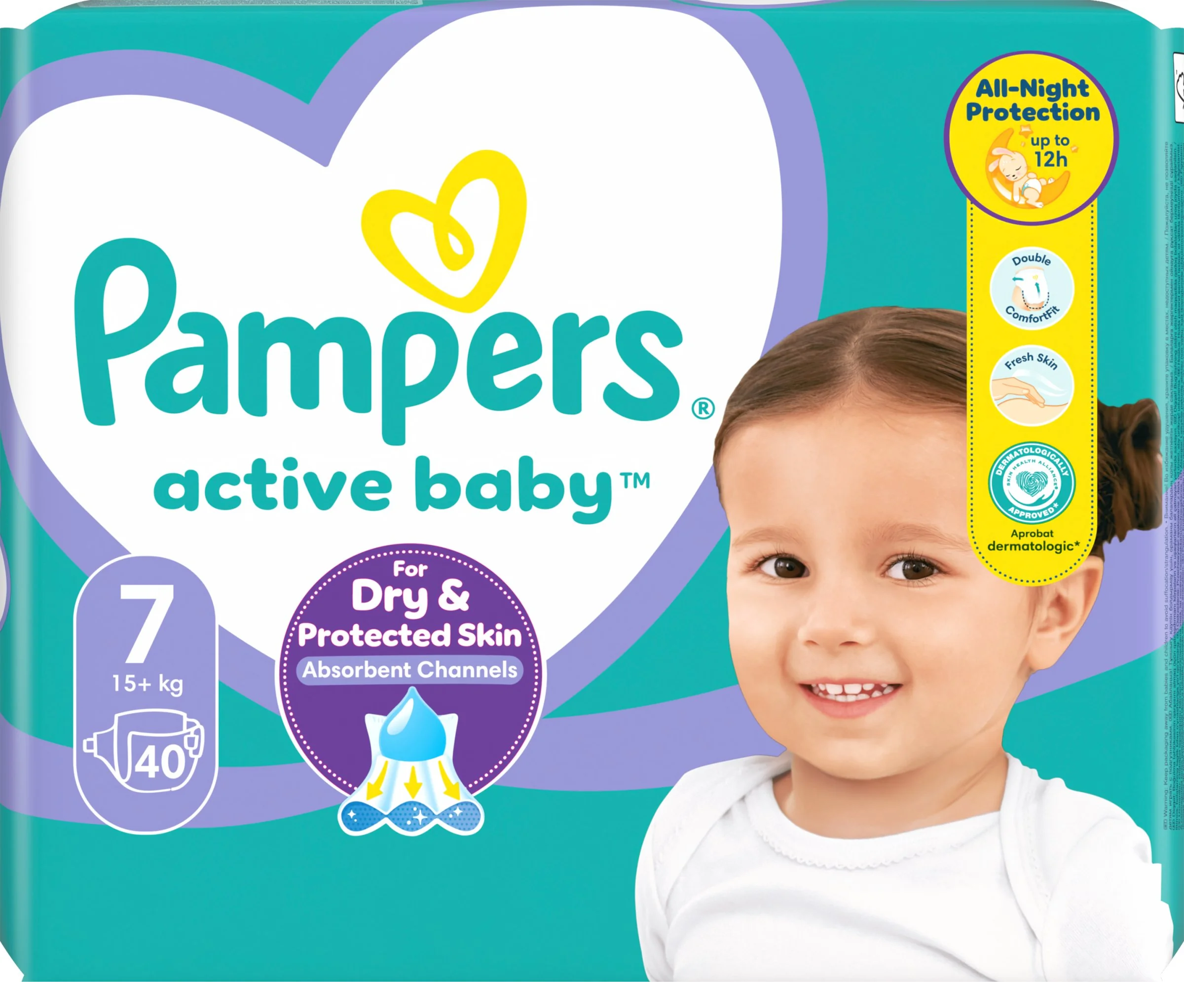 Pampers Active Baby Plienky Veľkosť 7 40ks 15+kg