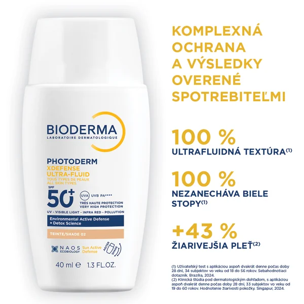 BIODERMA Photoderm XDefense tónovaná ultrafluidná ochrana SPF 50+ svetlá 1×40 ml, ultrafluidná ochrana na tvár