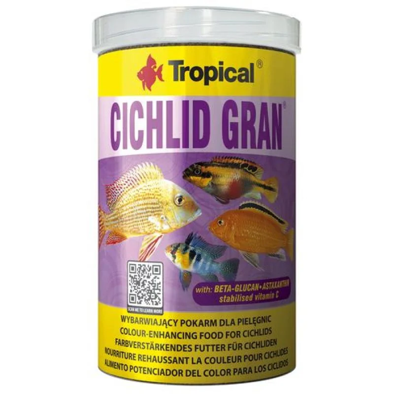 TROPICAL Cichlid Gran 1000ml/550g krmivo s beta-glukanom pre cichlidy 