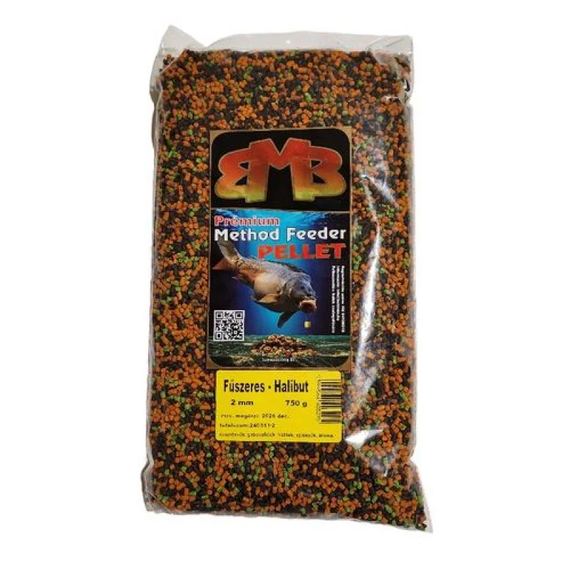 BUKI MIX Premium Method Feeder pelety 2mm / 750g Halibut - korenistý