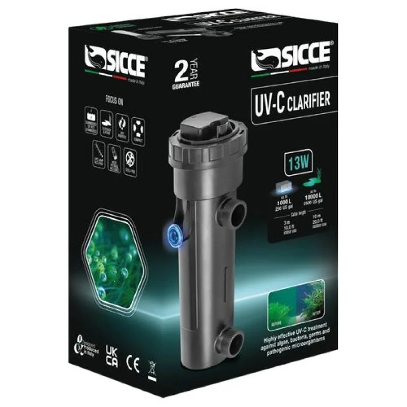 SICCE UV-C Clarifier 13W/3m UV-lampa na ničenie rias, baktérií a parazitov