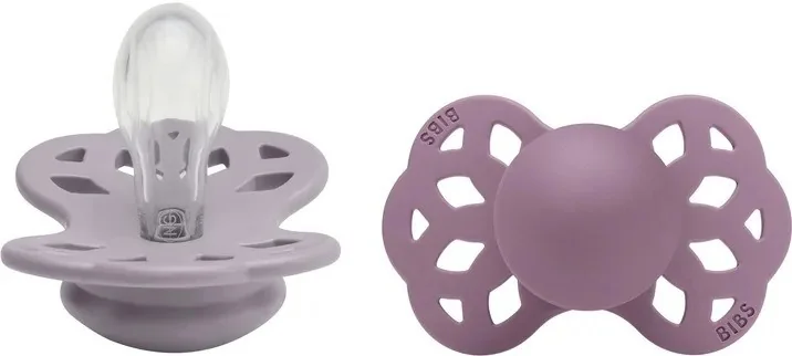 BIBS Infinity symetrické cumlíky zo silikónu 2ks - veľkosť 1, Fossil Grey / Mauve