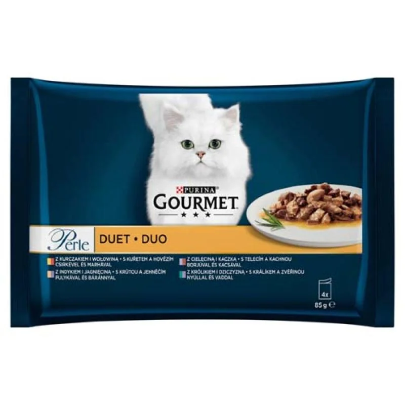 GOURMET PERLE Duo 3+1 Multipack 4x85g Mäsové Duo