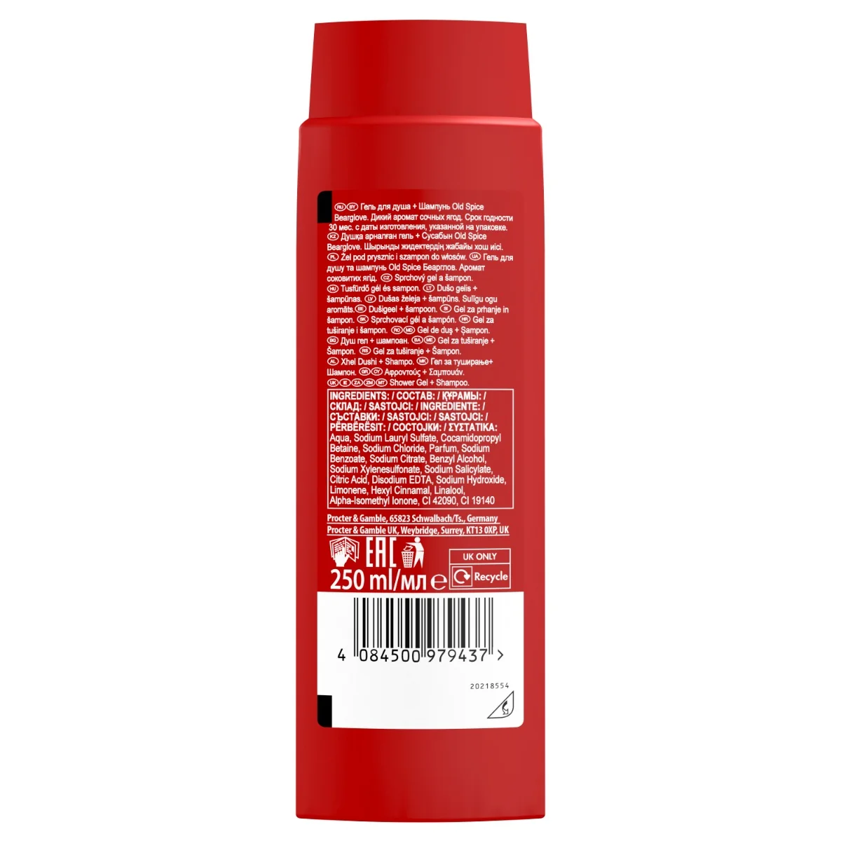 Old Spice Bearglove sprchový gél a šampón pre mužov 250ml 1×250 ml, sprchový gél 2v1