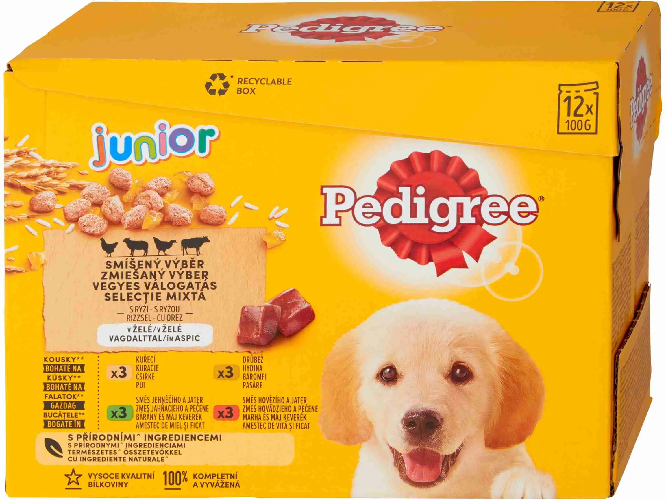 PEDIGREE Kapsička Junior mixovaný výber s ryžou v želé 12pack 12×100 g, kapsička pre psy