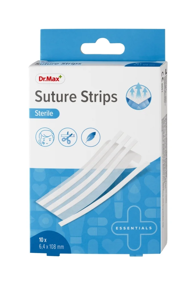 Dr. Max Suture Strips 6,4 x 108 mm 1×10 ks, náplasťové stehy na uzavretie rezných a tržných rán