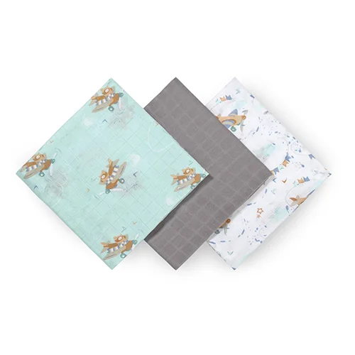 BABYONO Plienky bambusové 3 ks Blue-grey, 70x70 cm 1×3 ks, bambusové plienky