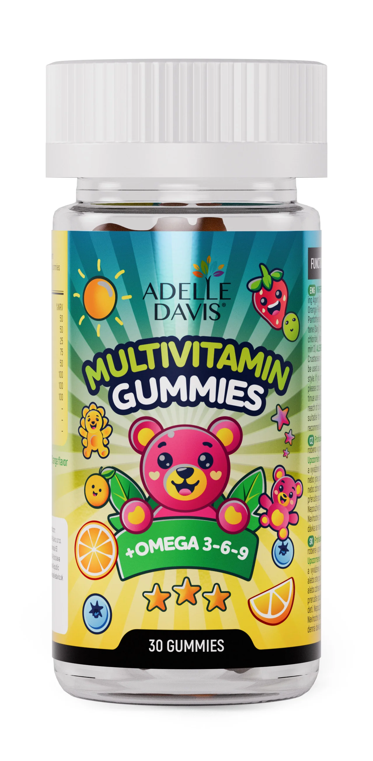 Adelle Davis MULTIVITAMIN GUMMIES + OMEGA 3,6,9 1×30 ks, výživový doplnok