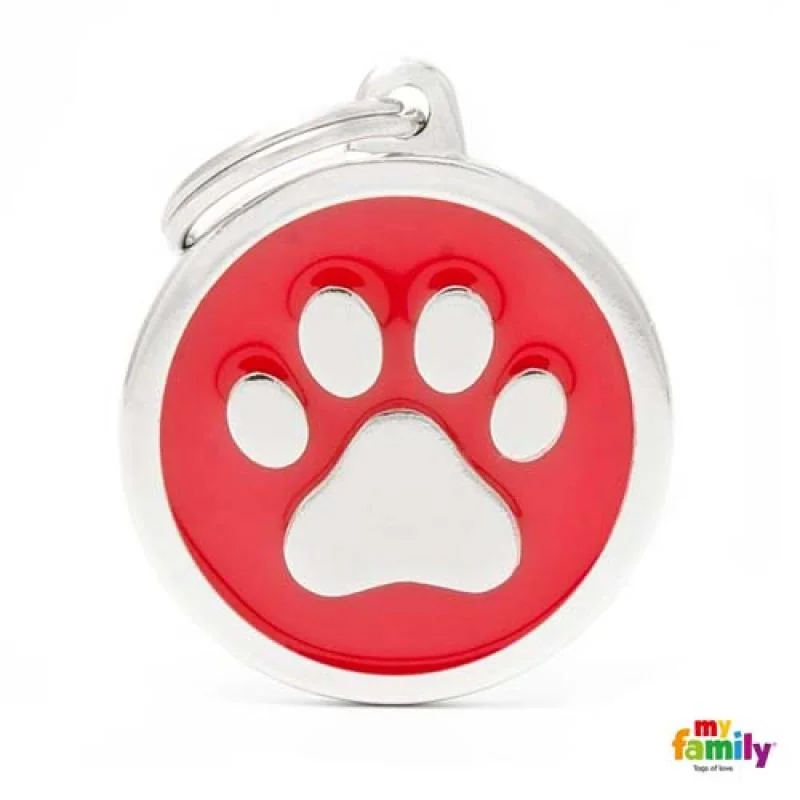 MF RED BIG CIRCLE PAW 3,93x3,17 cm gravírovateľný prívesok