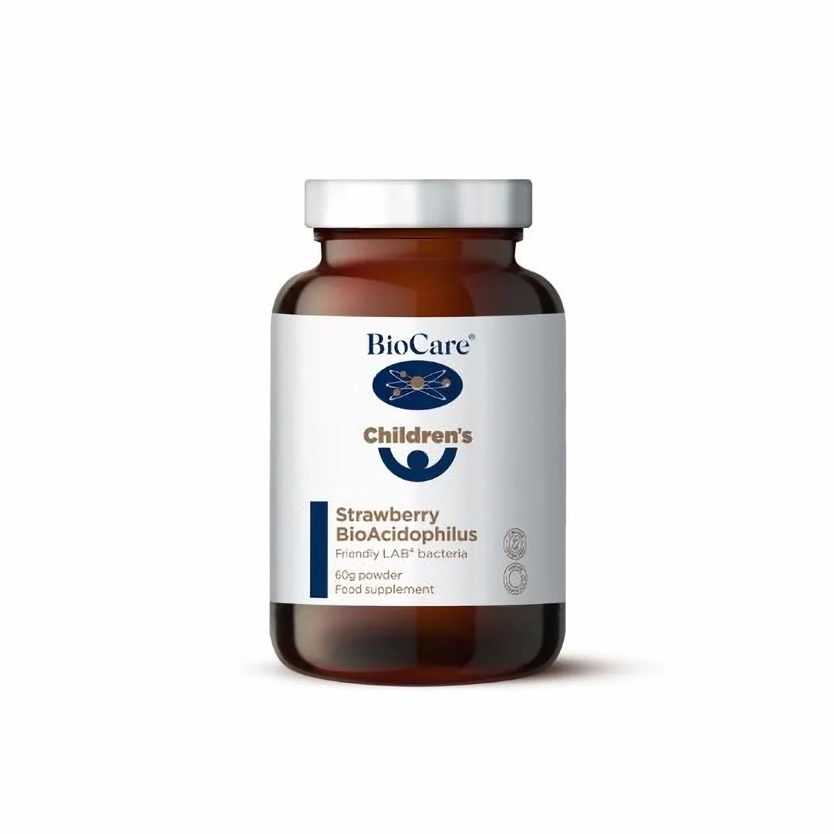 BioCare BioAcidophilus probiotiká pre deti s jahodovou príchuťou v prášku, 60 g 