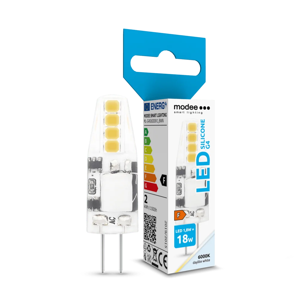 Modee LED žiarovka G4 Silicon AC-DC 12V, 1,8W studená biela (ML-G4SA6000K1,8WN)