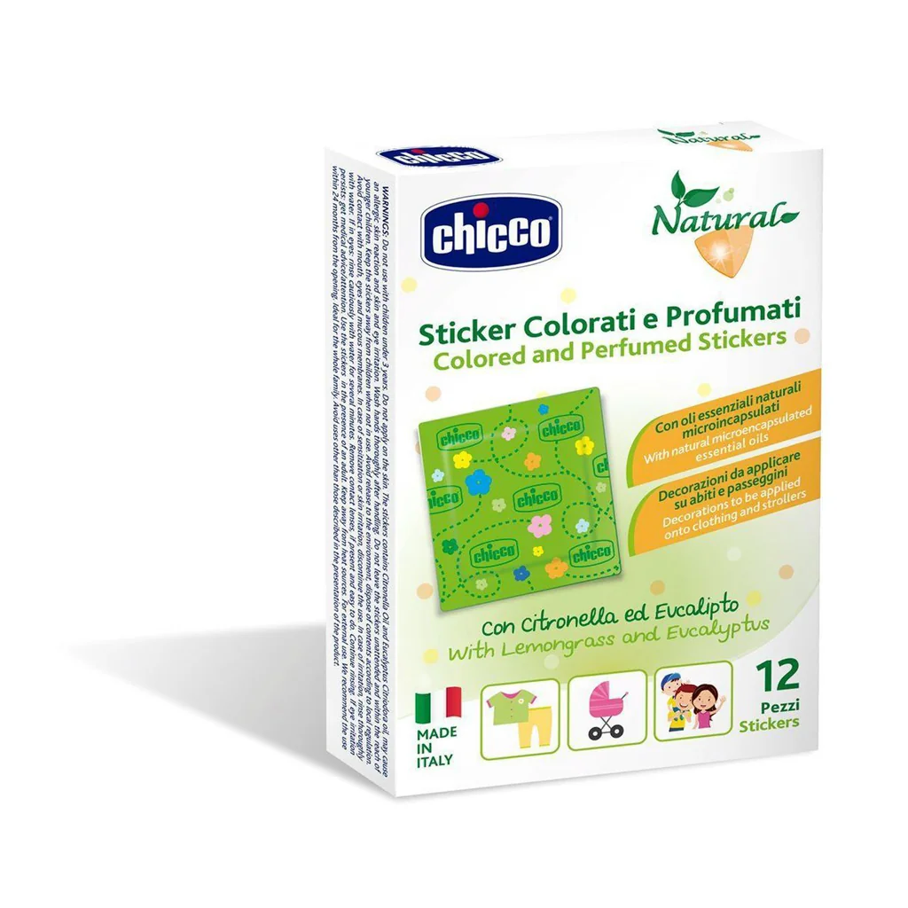 CHICCO Nálepky farebné parfumované proti hmyzu 1×12 ks, nálepky proti hmyzu