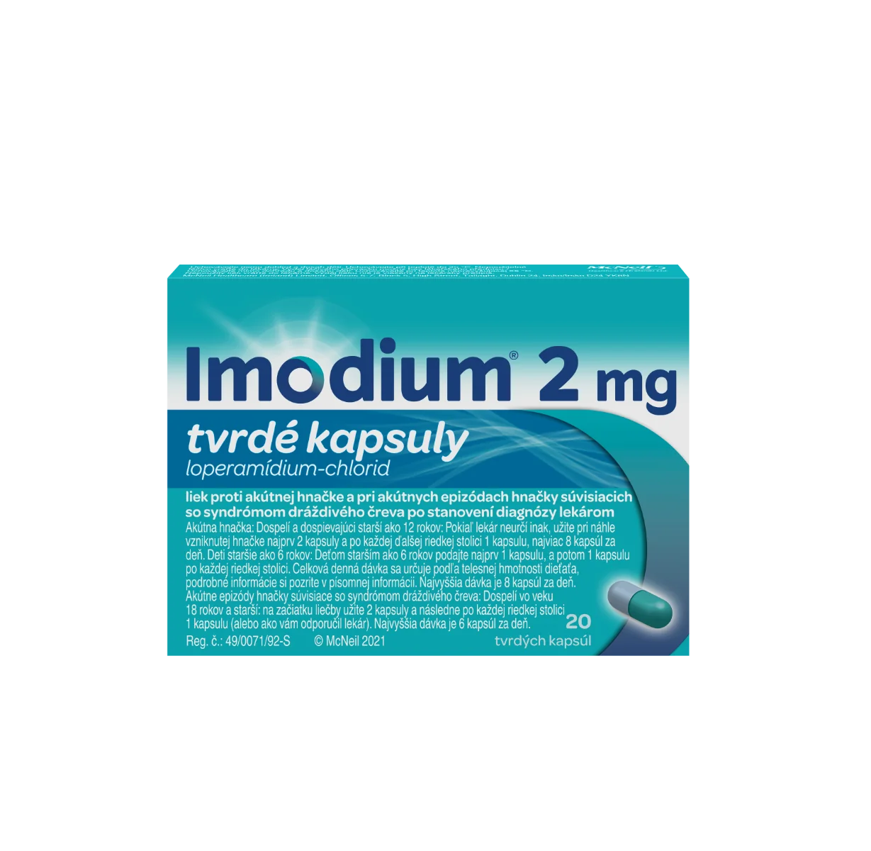 Imodium 2 mg 1×20 cps, liek proti hnačke