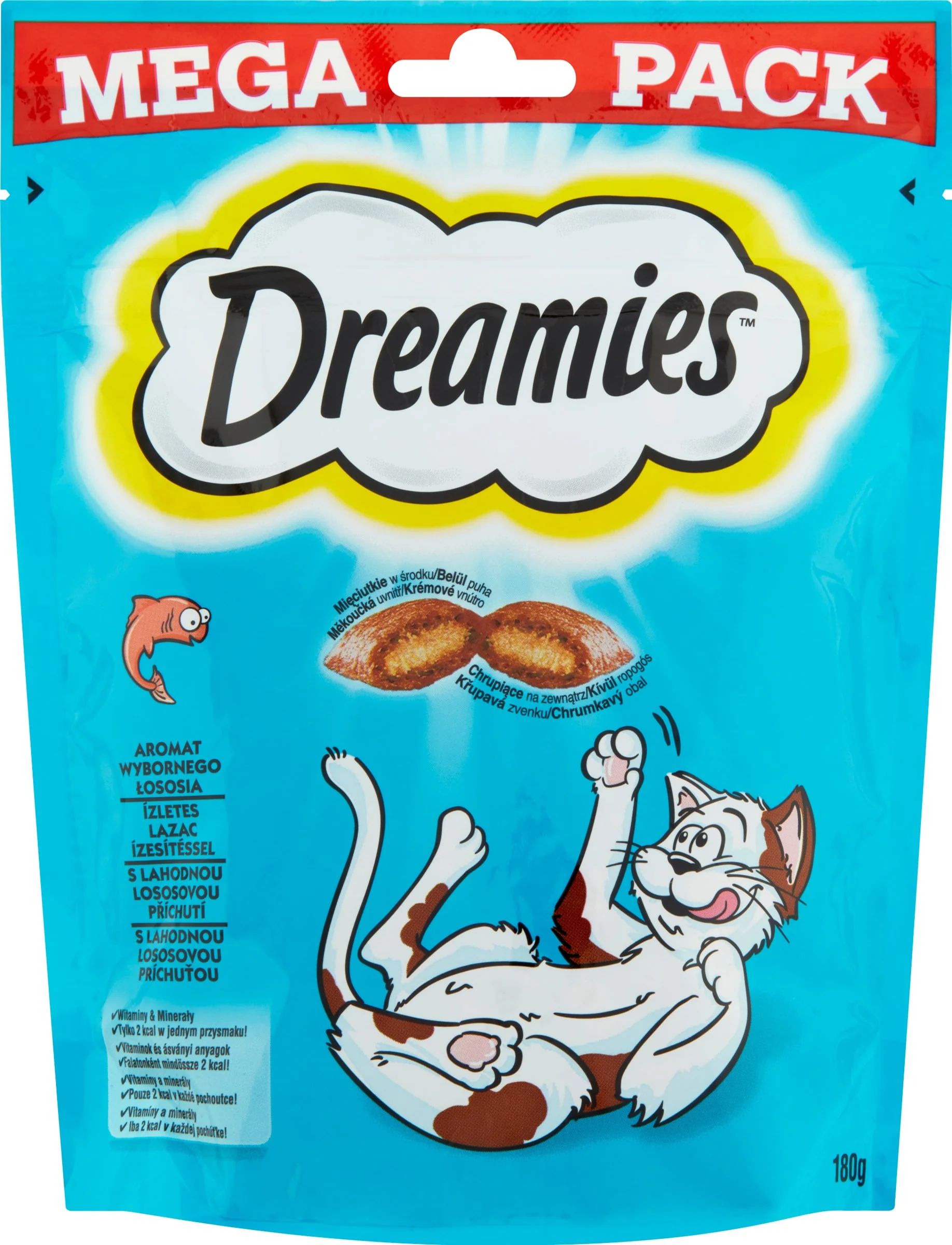 DREAMIES chrumkavá pochúťka s lososom 1×180g, krmivo s lososom