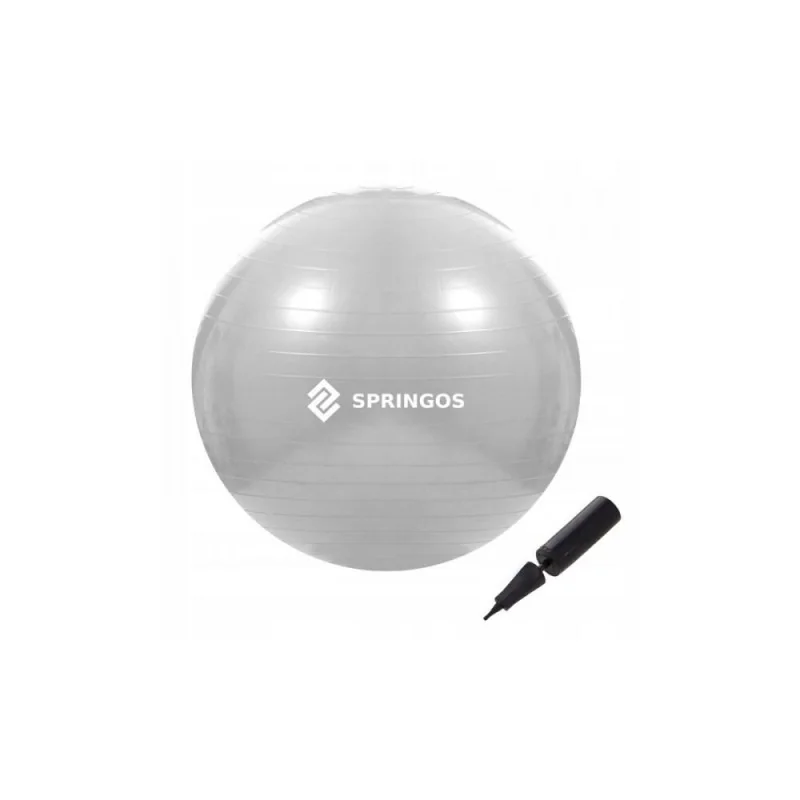 SPRINGOS Gymnastická lopta 75 cm + pumpička SPRINGOS DYNAMIC sivá 