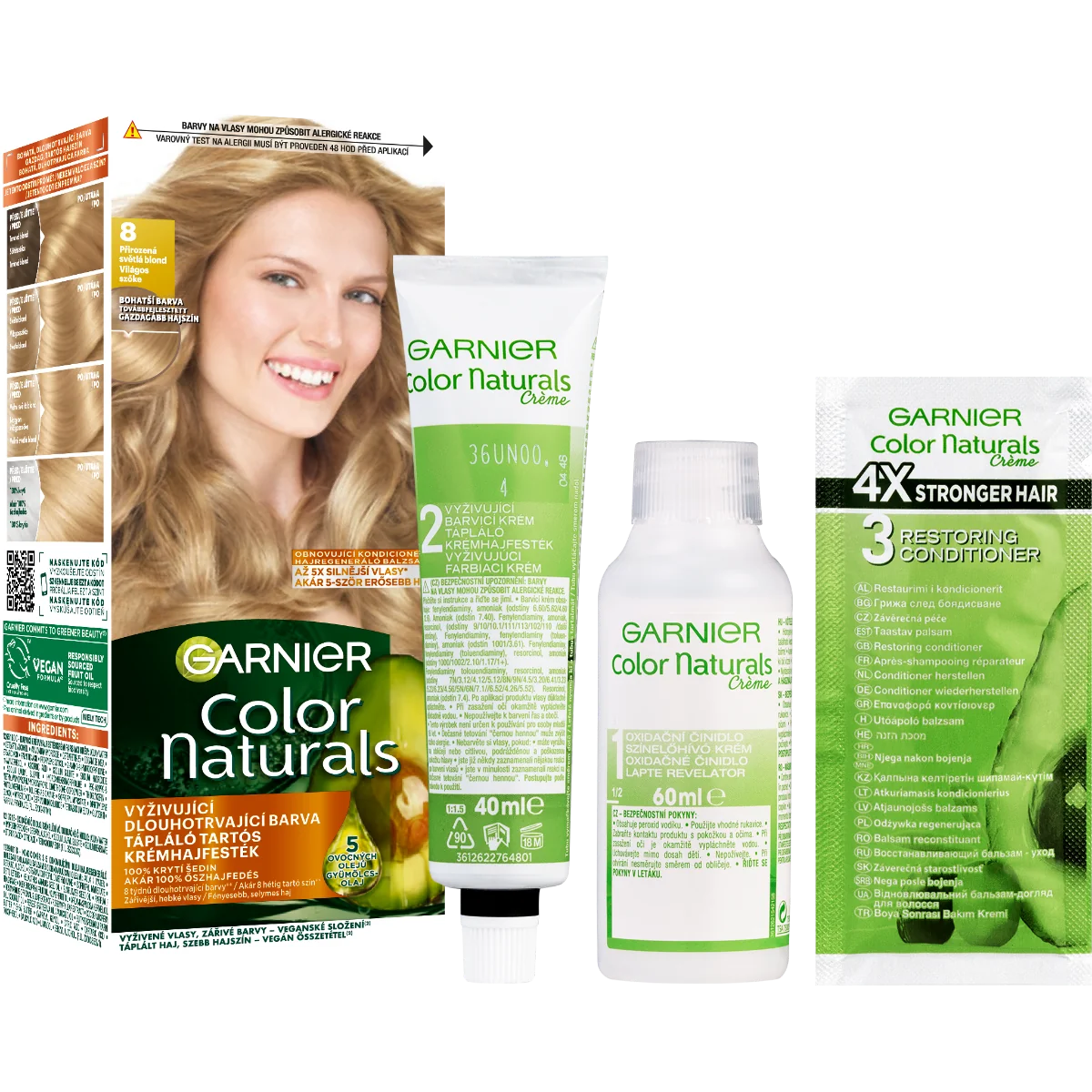 Garnier Color Naturals permanentná farba na vlasy 8.0 Svetlá blond 1×1 kus, farba na vlasy