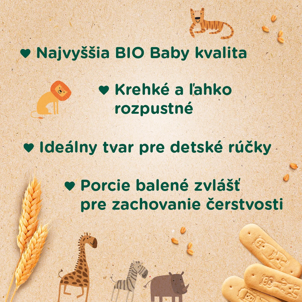 Sunar BIO Rozpustilé zvieratka 160g 4×40 g, BIO sušienky