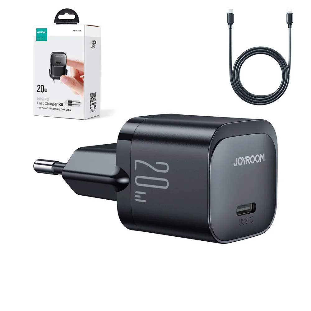 Joyroom JR-TCF02 sieťová nabíjačka 20W + kábel USB-C / Lightning, čier na