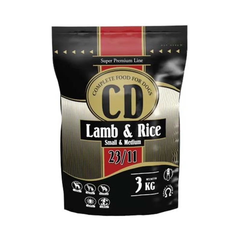 DELIKAN CD Adult Small and Medium 23/11 Lamb and Rice 3kg Kompletné superprémiové krmivo s jahňacím mäsom a ryžou pre psy stredných a malých plemien