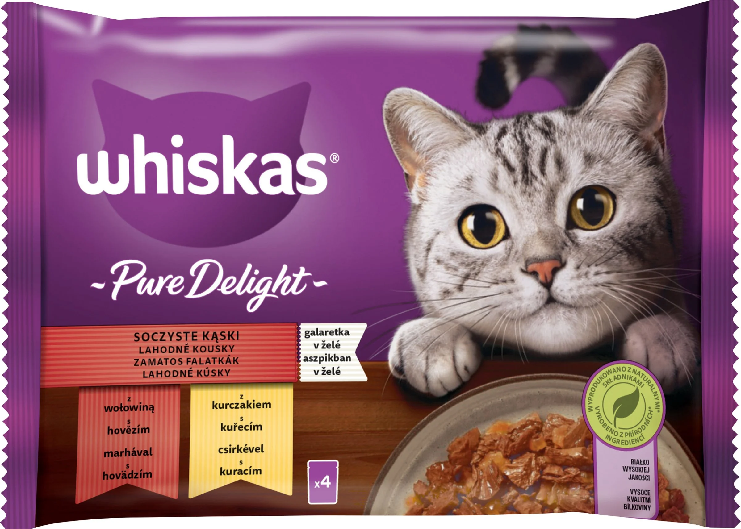 WHISKAS Kapsička Pure Delight Klasický výber v želé 4pack