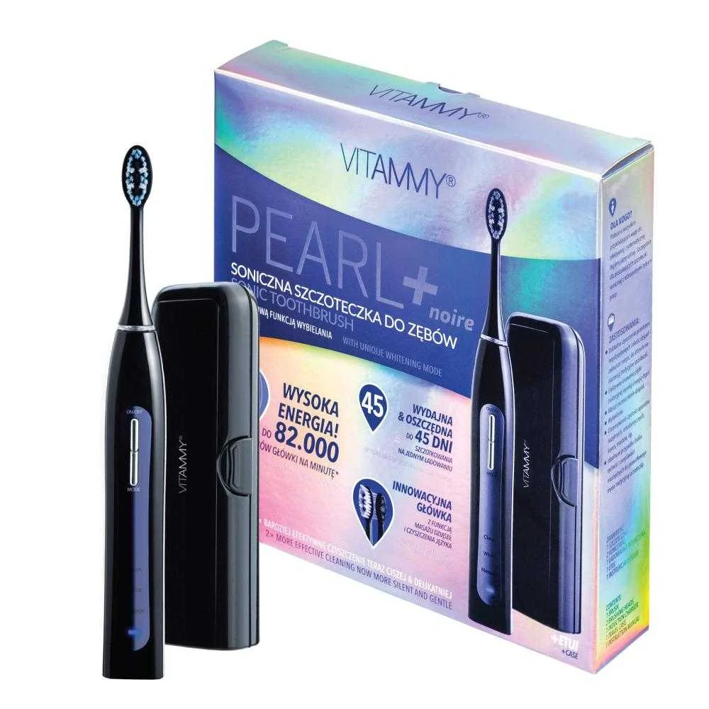 VITAMMY PEARL+ Black Sonická zubná kefka s funkciou čistenia, bielenia a masáže